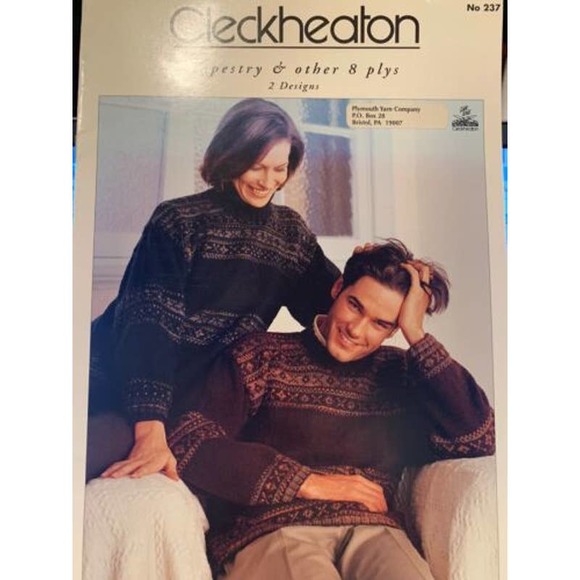 New Cleckheaton 237 Tapestry & other 8 plys Mens Womens Sweater Knitting Pattern - Picture 2 of 3